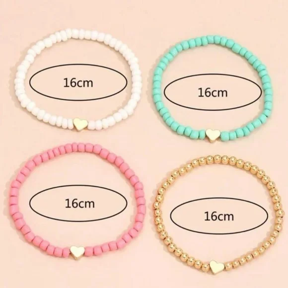 ⚠️Clearance 4pcs Heart Charm Beaded Colorful Bracelet - Picture 5 of 5